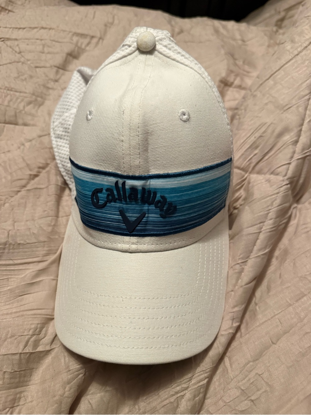 Callaway White Hat with Blue Gradient Stripe